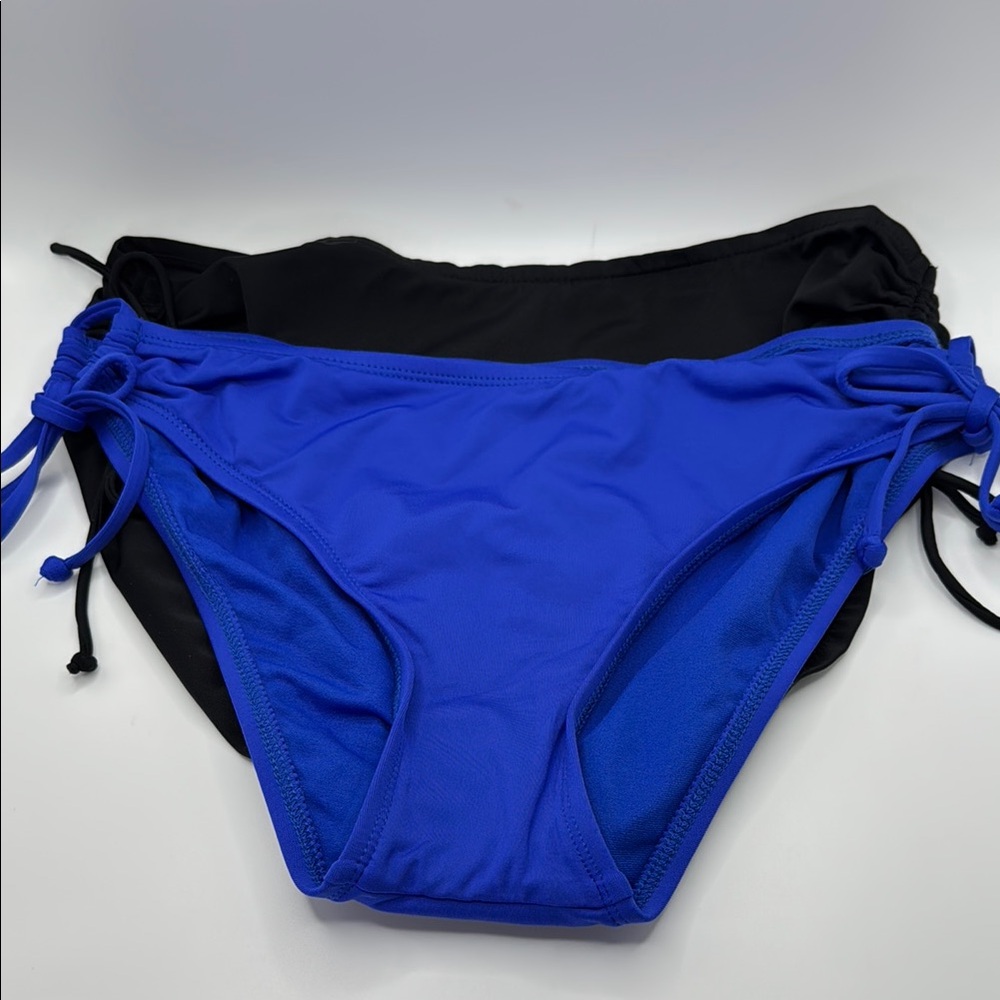 Women's Vibrant Blue and Black Bikini Bottoms
